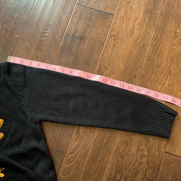 BRAND NEW Black Christmas Gold Pink Sequin Rudolph Reindeer Sweater - Picture 10 of 11